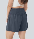 SoftlyZeroTM Airy Super High Waisted 2-in-1 Cool Touch Yoga Plus Size Shorts 7" with Pockets