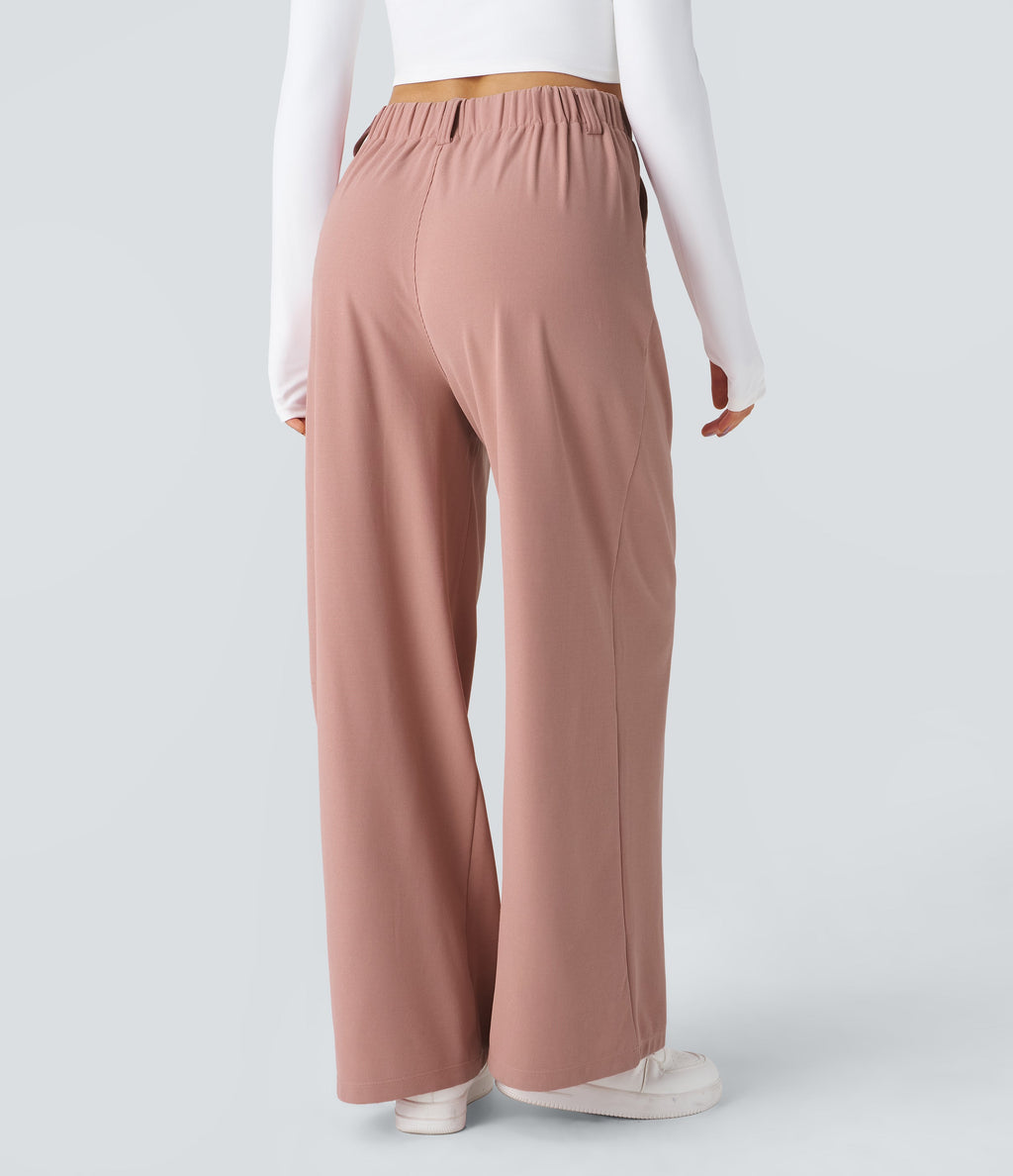 FlexTM High Waisted Side Pocket Wide Leg Waffle Work Pants