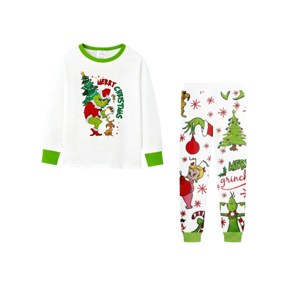 Holiday Family Christmas Pajamas Set With Funny Xmas Character Pattern Print