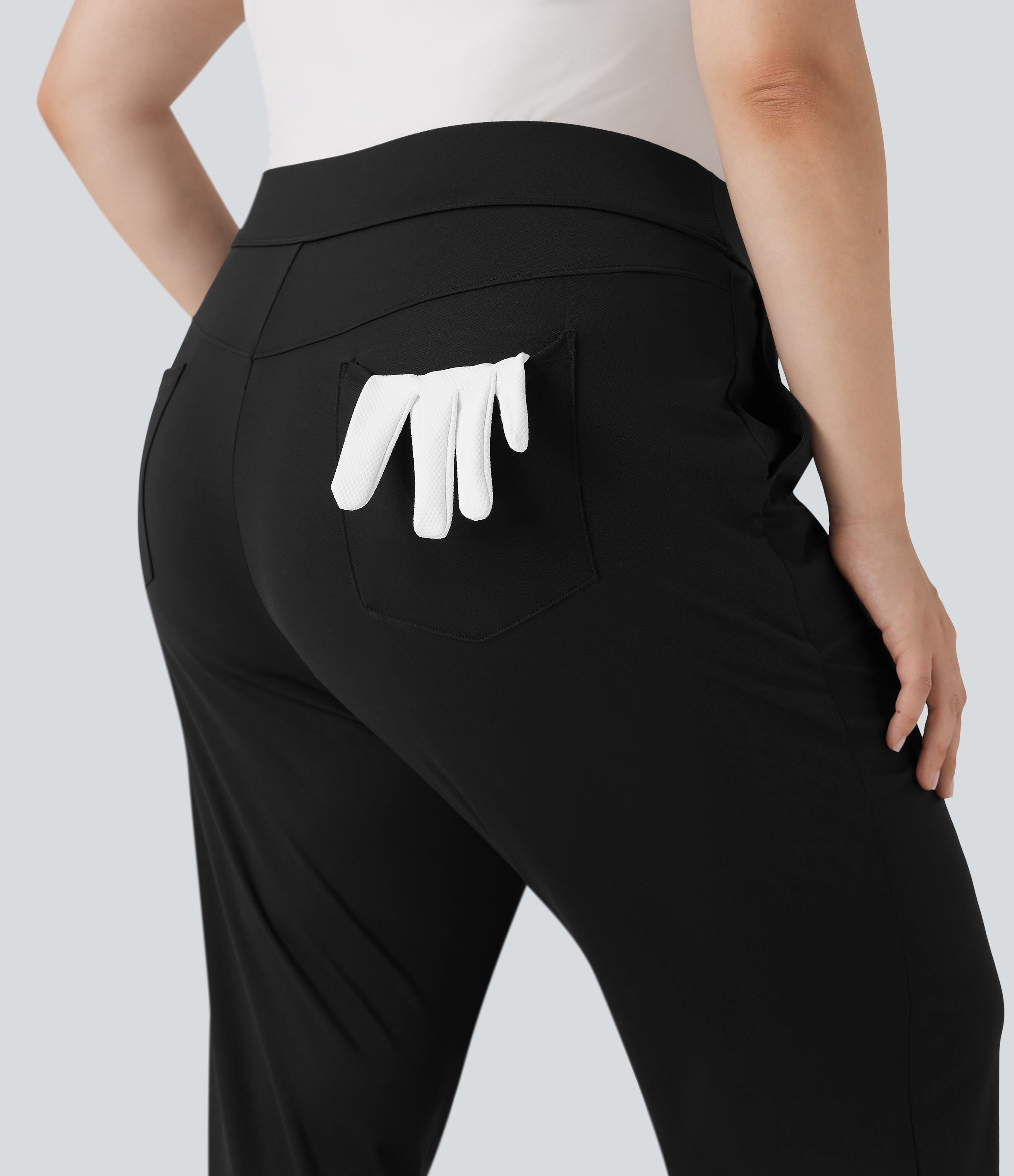 High Waisted Pockets Straight Leg Quick Dry Golf Plus Size Pants-Golf Tee-UPF40+