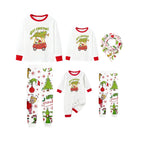 Family Christmas White Pajamas Set With Funny Pattern Design