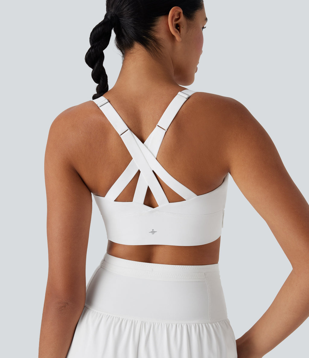 SpeedWaveTM Medium Support Push Up Zipper Adjustable Buckle Quick Dry Running Sports Bra