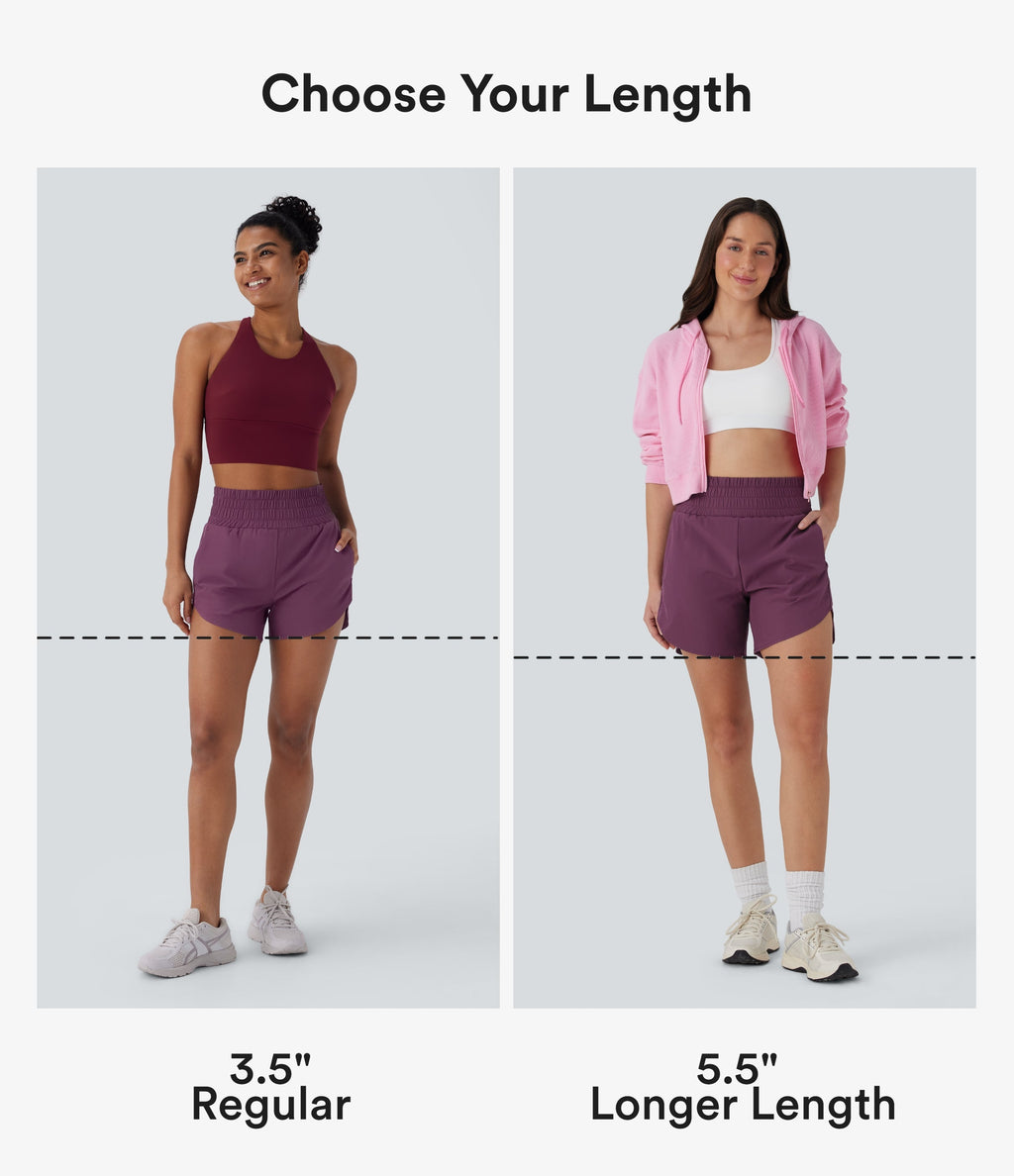 BreezefulTM High Waisted Pockets 2-in-1 Curved Hem Quick Dry Running Shorts 5.5''-Longer Length