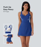 SoftlyZeroTM Plush Push-Up Molded Cups 2-in-1 Yoga Active Dress with Pockets-Easy Peezy-D/DD/DDD/F Cups