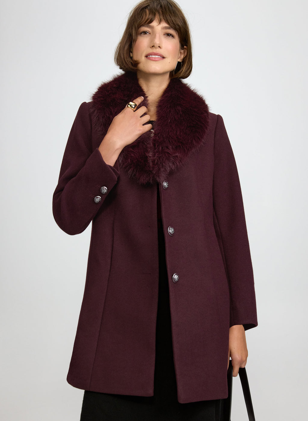 Faux-Fur Collar Coat