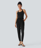 U Neck Harem Casual Jumpsuit with Pockets-Easy Peezy Edition-D/DD/DDD/F Cups