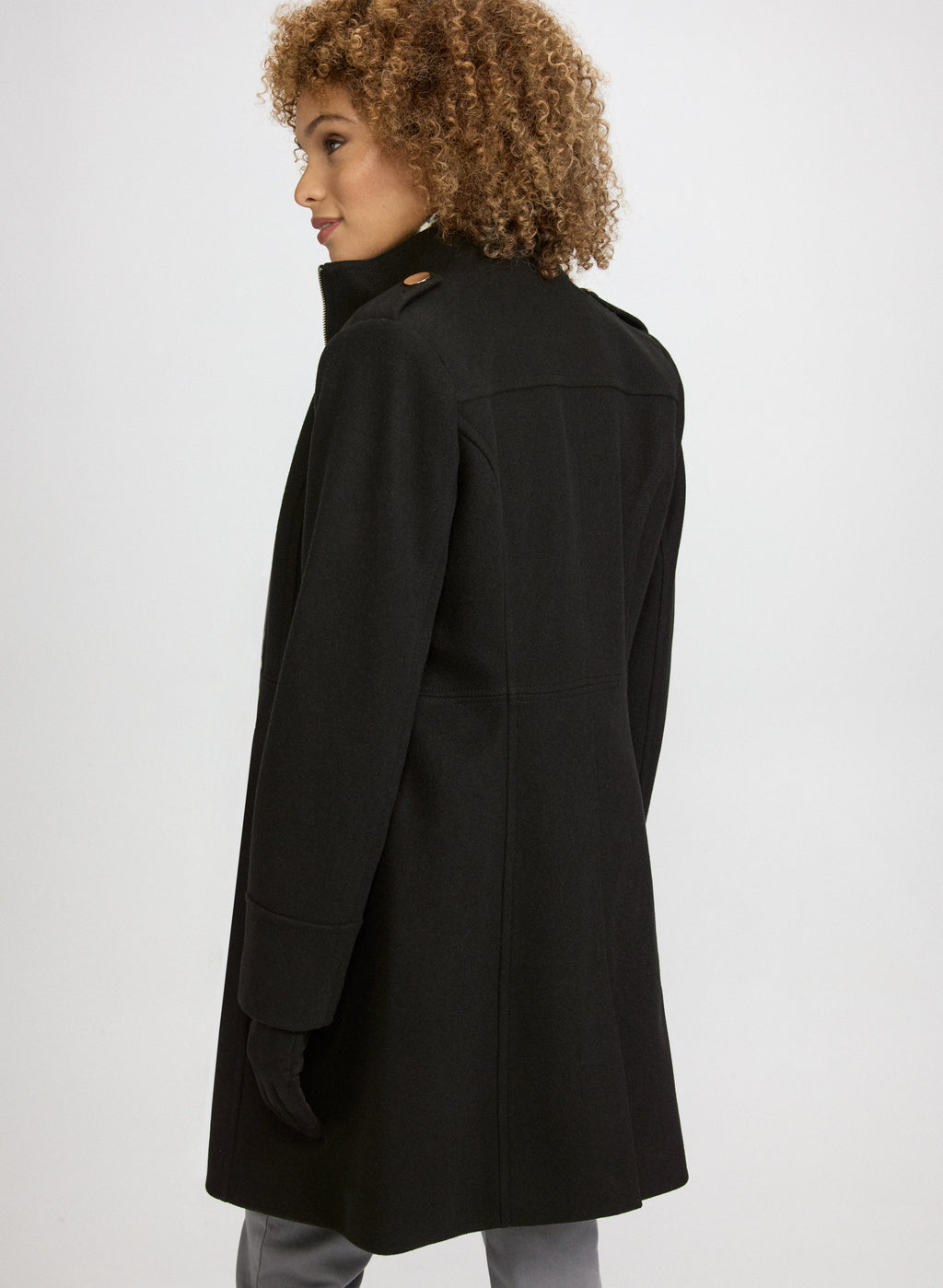 Zip Front Wool-Blend Coat