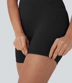 UltraSculptTM Cool Quick Dry SoCinched High Waisted Tummy Control Shaping Yoga Biker Shorts 5'' with Pockets-UPF50+