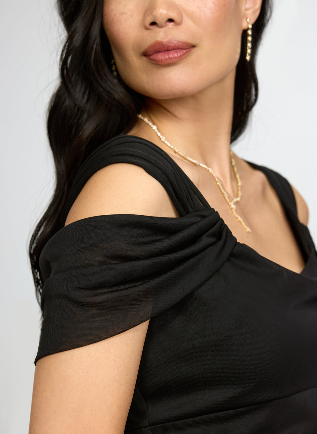 Mesh Cowl Neck Dress