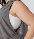 Hooded Drawstring Sleeveless Cropped Running Plus Size Tank Top
