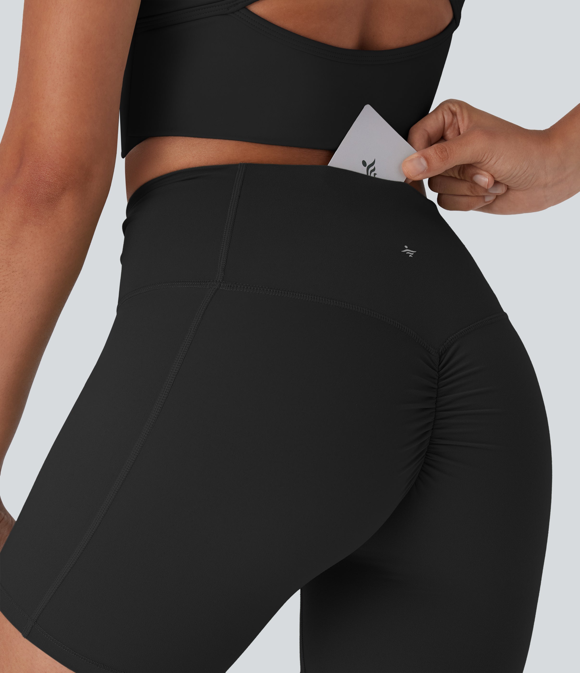 UltraSculptTM High Waisted Drawstring Ruched Yoga Biker Shorts 5'' with Pocket