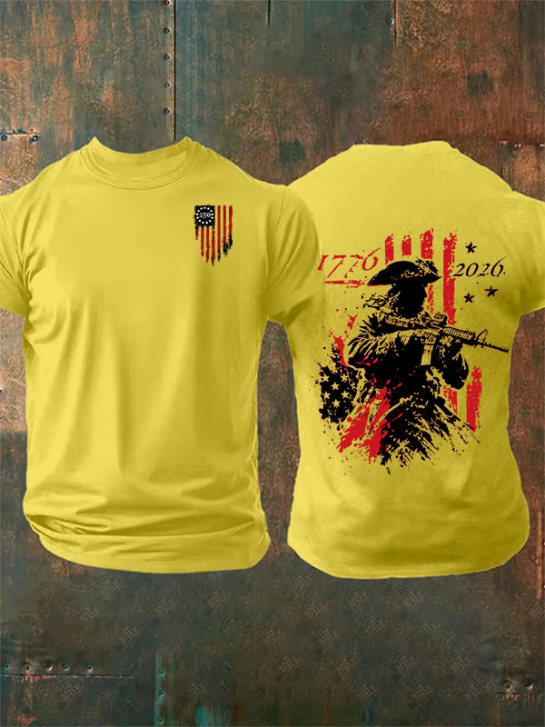 Men's 250th Anniversary Distressed American Flag 2-sided Shirt