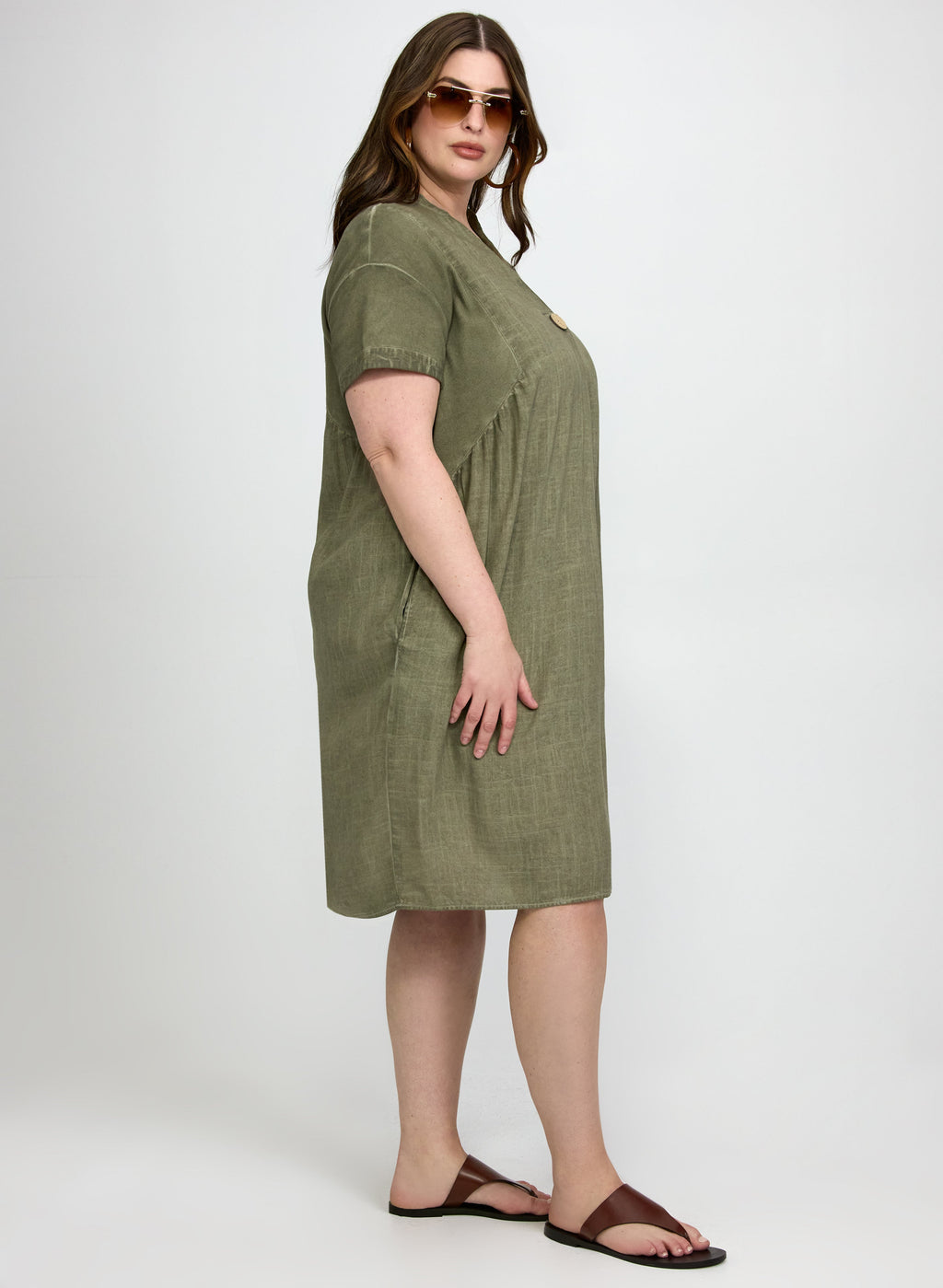 Linen-Blend Pocket Dress