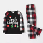 "Family Christmas 2025" Letter Printed Red & Black & Grey & White Plaid Family Matching Pajamas