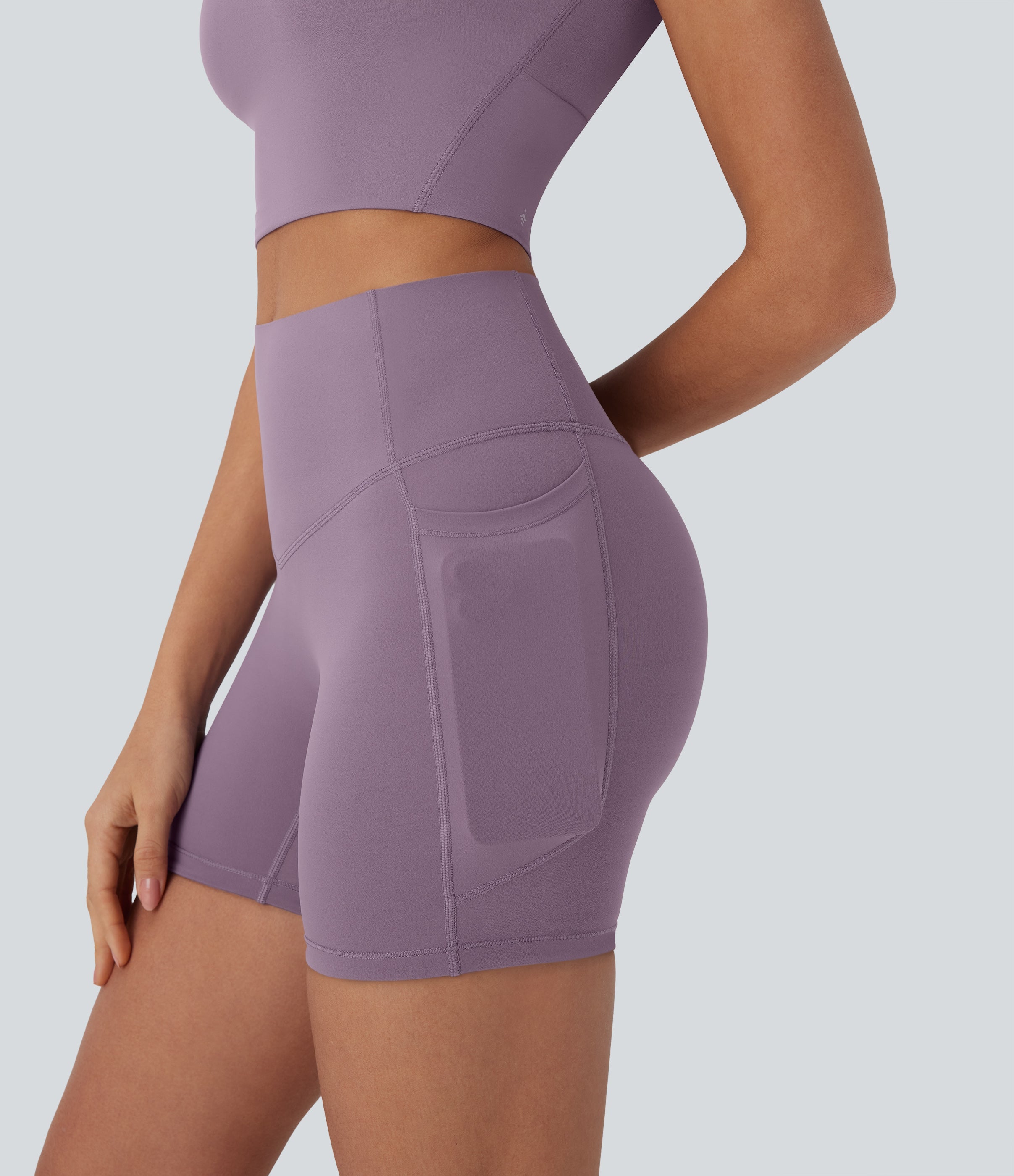 UltraSculptTM Cool Quick Dry SoCinched High Waisted Tummy Control Shaping Yoga Biker Shorts 5'' with Pockets-UPF50+