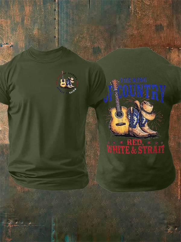 Men's RED WHITE & STRAIT  Print T-Shirt