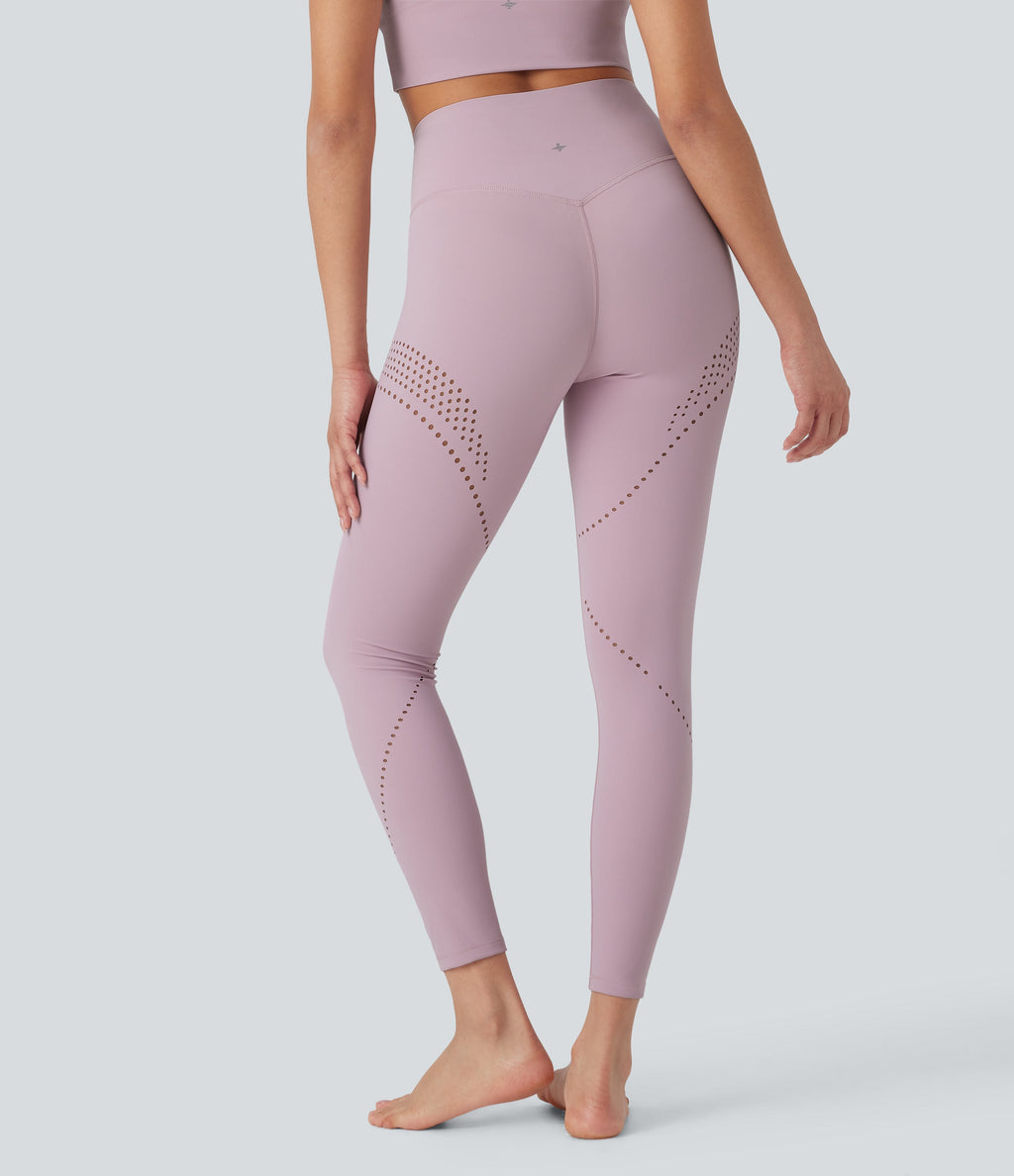 UltraSculptTM Cool Quick Dry High Waisted Tummy Control Ventilation Perforated Yoga Leggings-UPF 50+