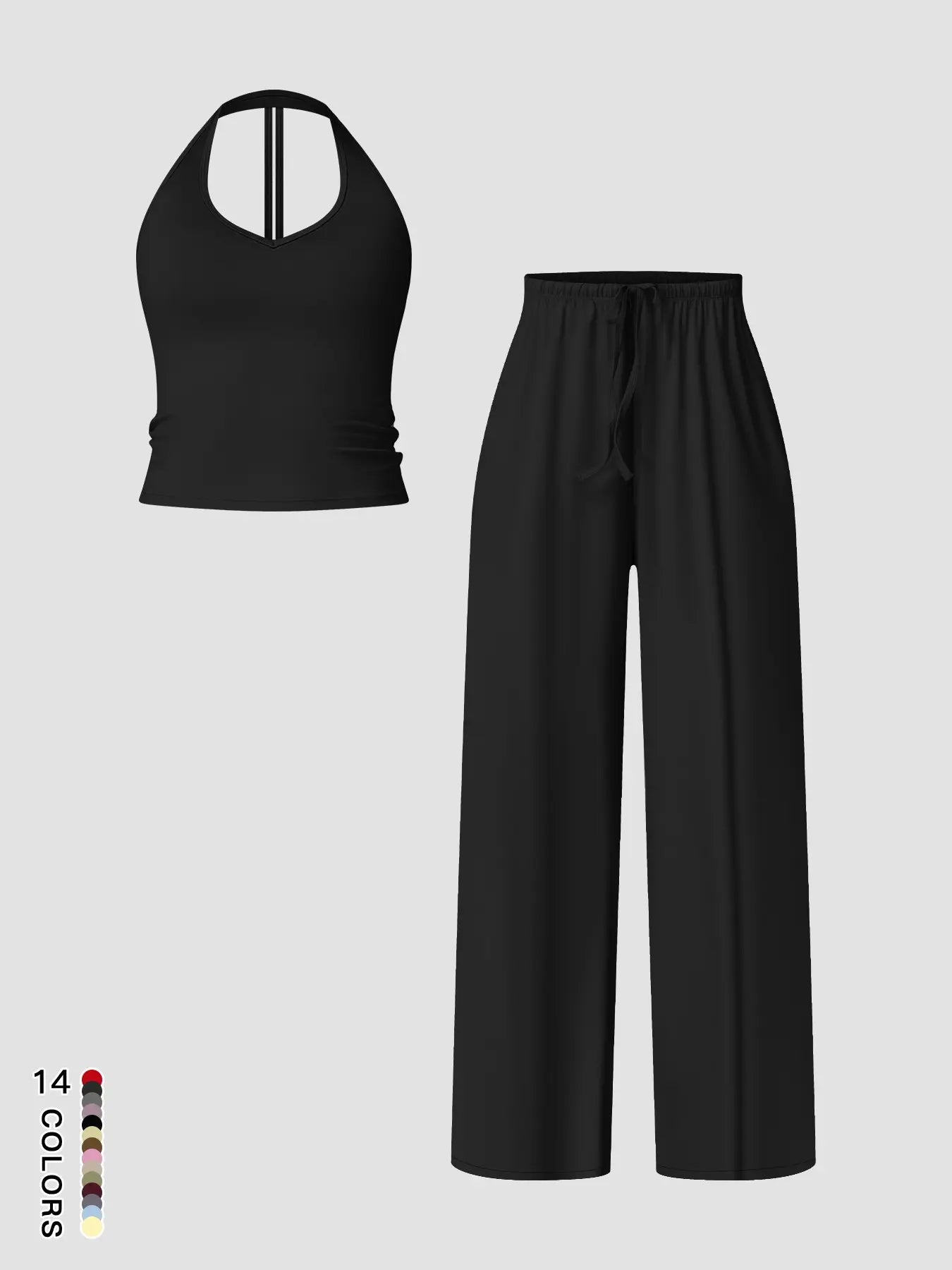 Women's Quick-Dry Sports Tank Top, Casual High-Waisted Bell Bottoms
