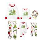 Family Christmas White Pajamas Set With Classic Xmas Pattern Design