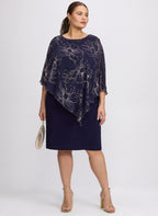 Metallic Floral Overlay Dress