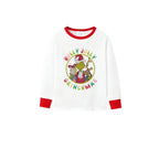 Family Christmas White Pajamas Set With Playful Christmas Character Print