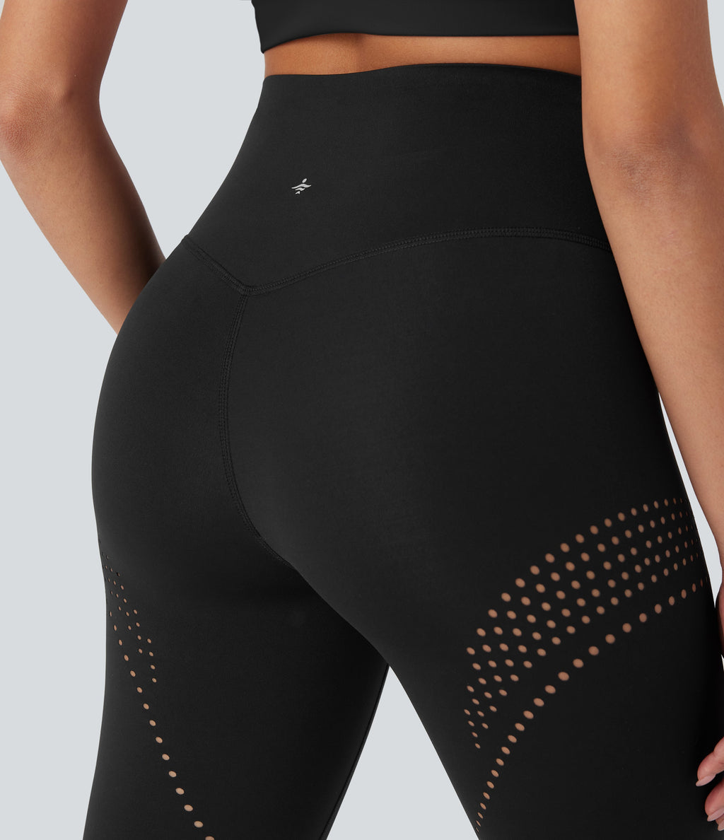 UltraSculptTM Cool Quick Dry High Waisted Tummy Control Ventilation Perforated Yoga Leggings-UPF 50+