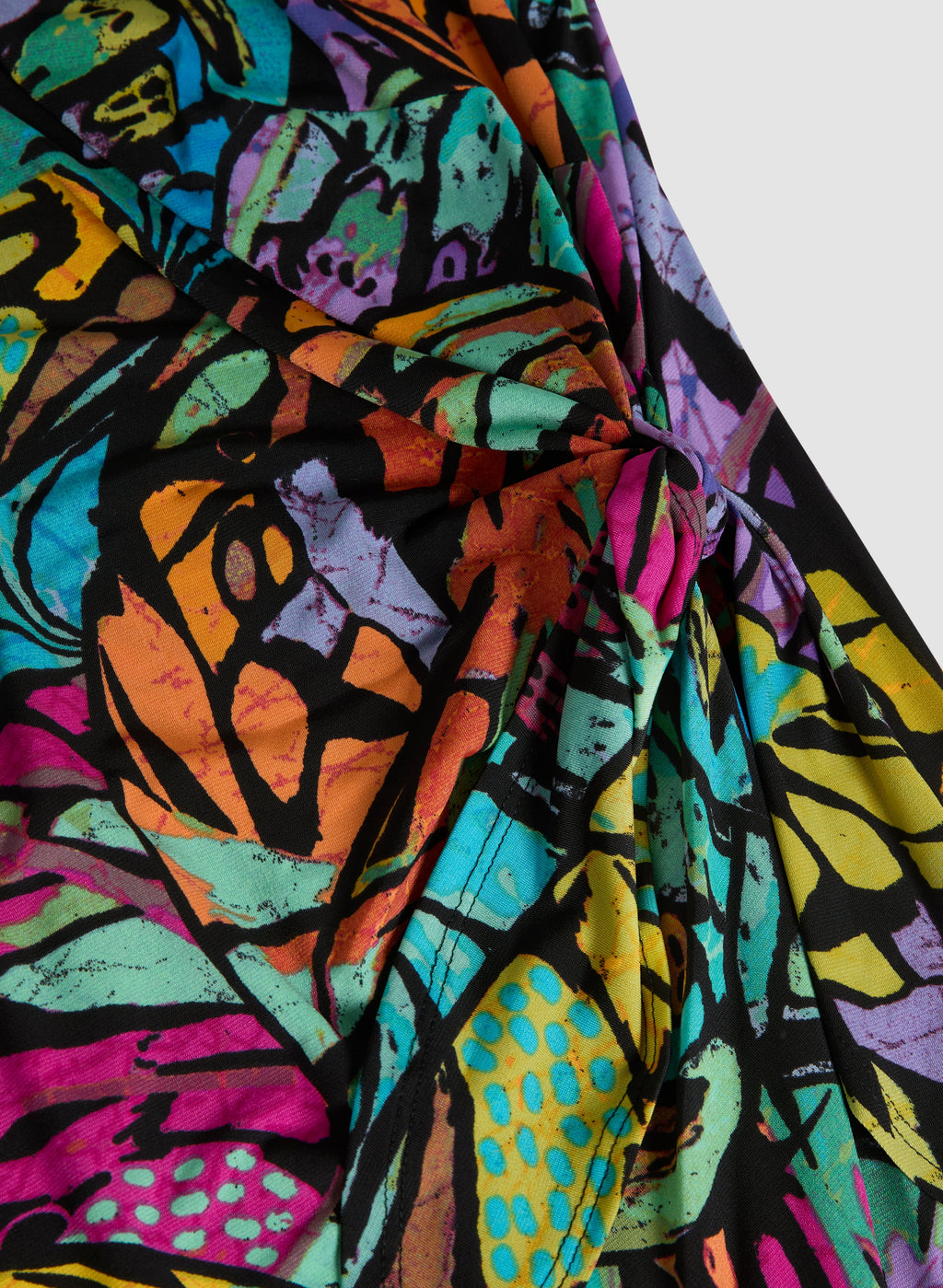 Abstract Print Wrap-Effect Dress