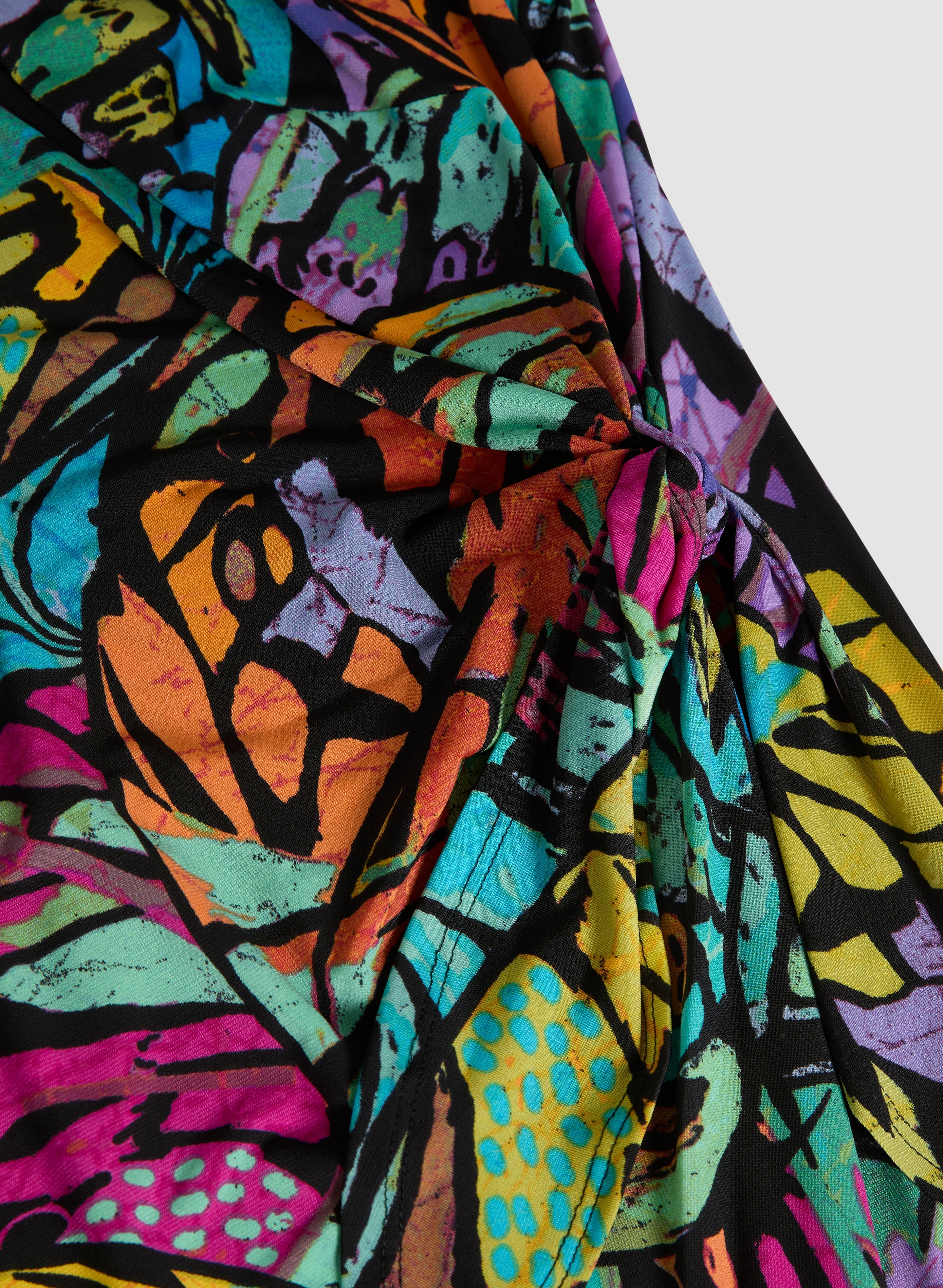 Abstract Print Wrap-Effect Dress