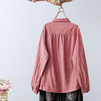 2025 New Women's Linen Cotton Casual Loose Stripe Shirt-Buy 3 Get Free Shipping