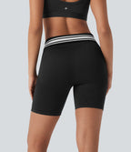Seamless Flow Foldover High Waisted Color Block Workout Biker Shorts