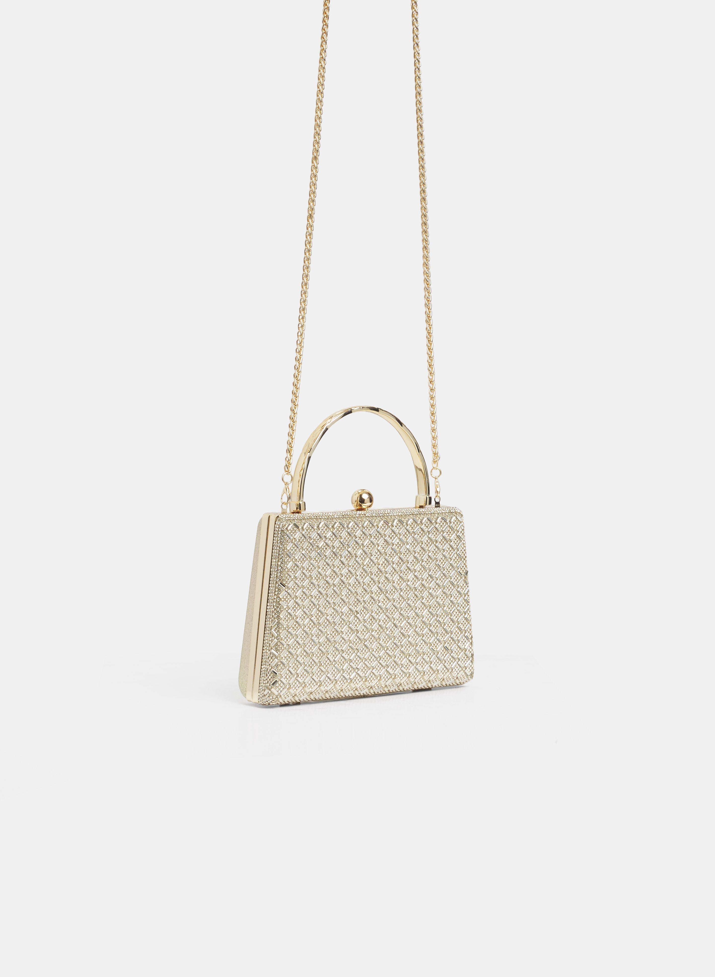 Crystal Embellished Box Clutch