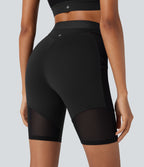 SpeedWaveTM High Waisted Contrast Mesh Quick Dry Training Biker Shorts 7'' with Pockets
