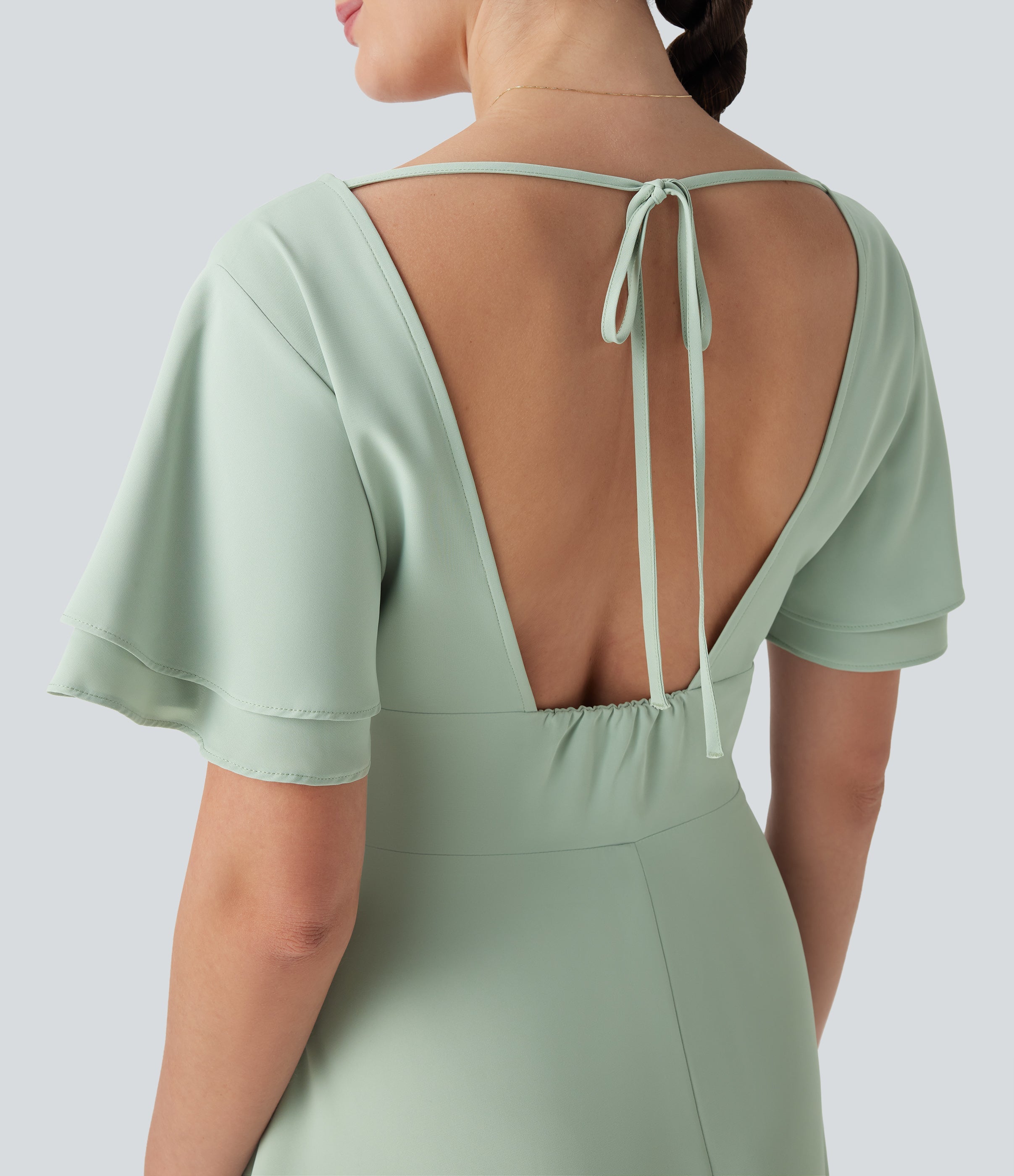 V Neck Short Sleeve Maxi Dress