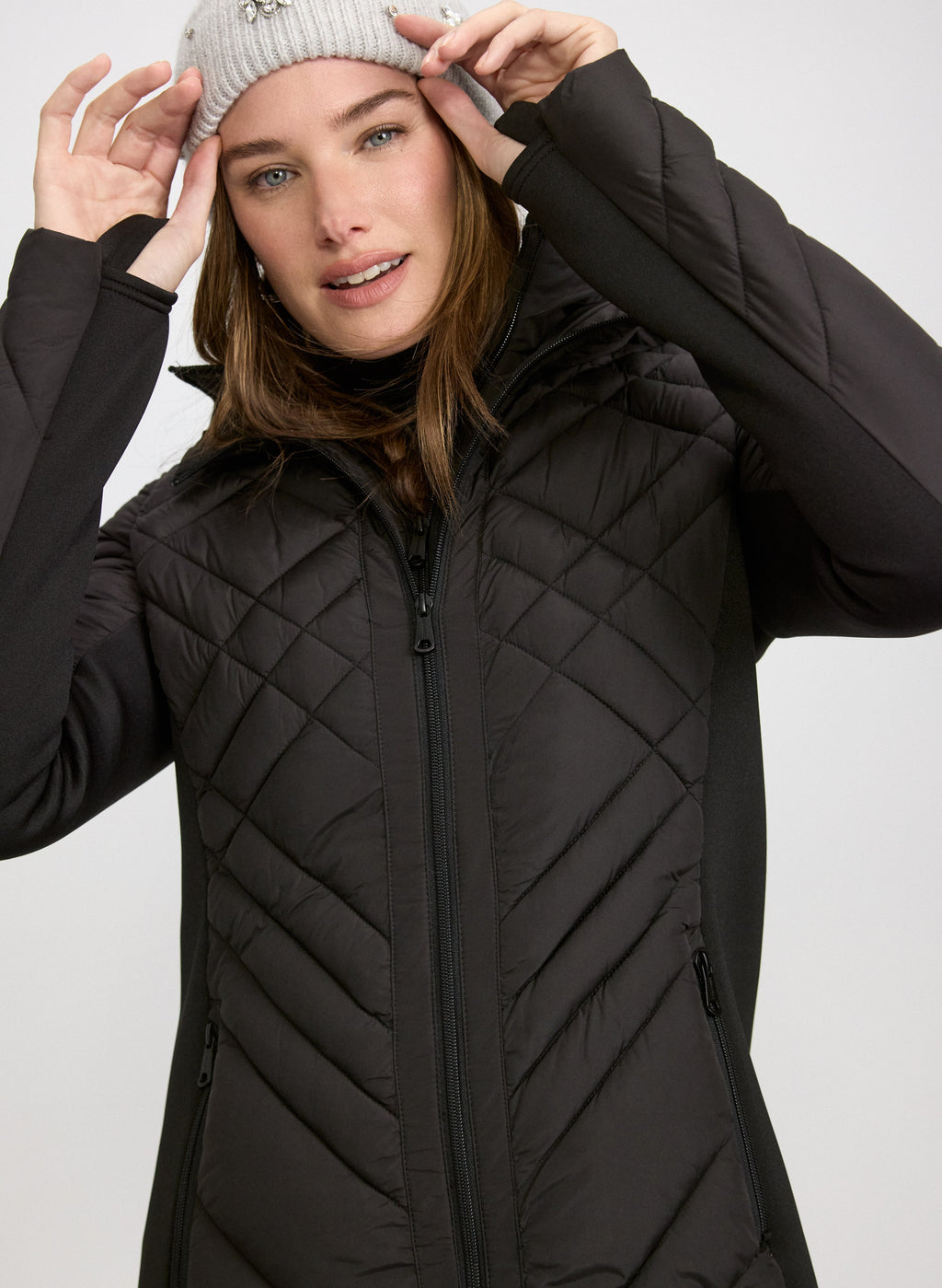 Bernardo - Quilted Scuba Detail Coat