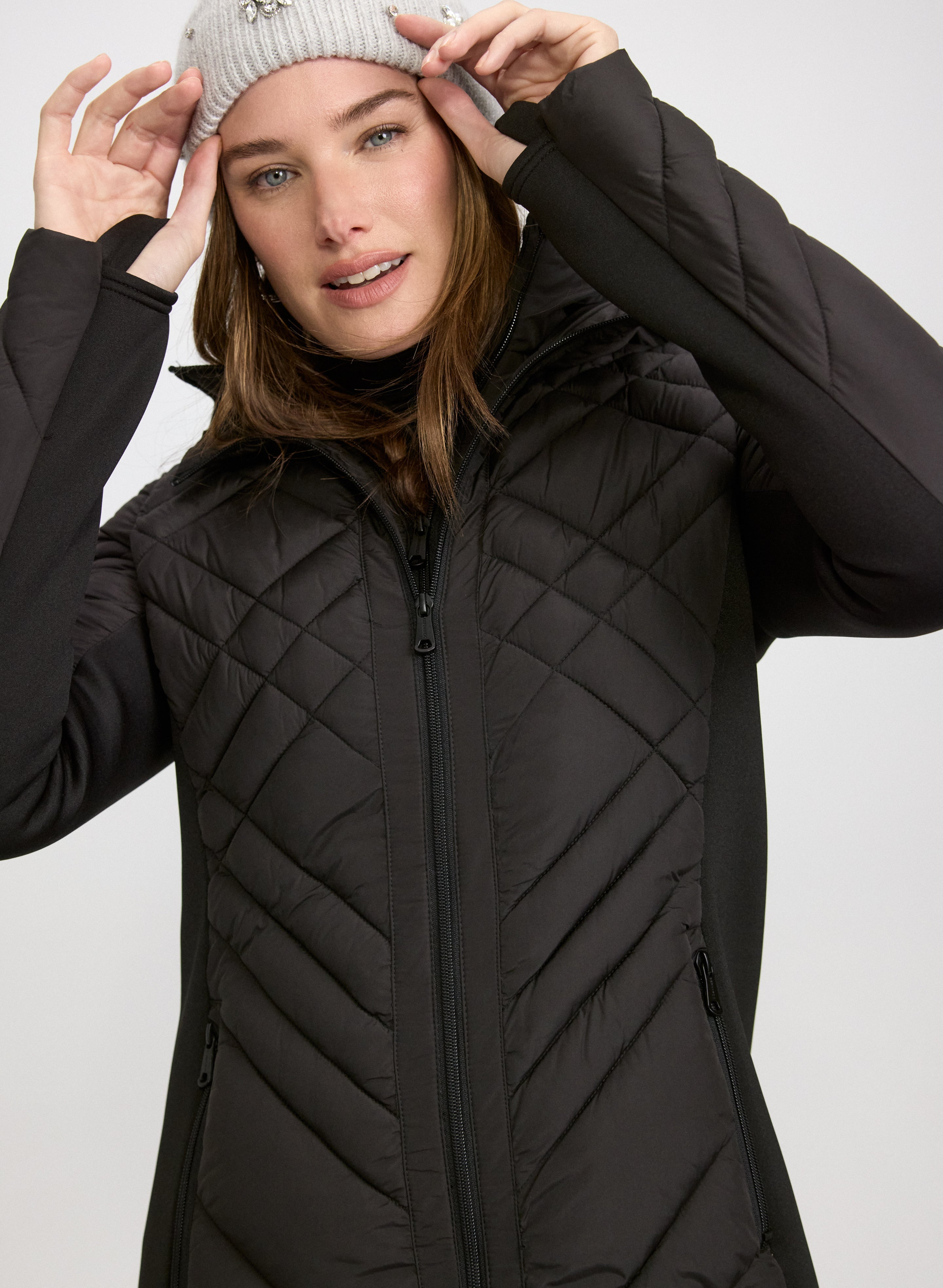Bernardo - Quilted Scuba Detail Coat