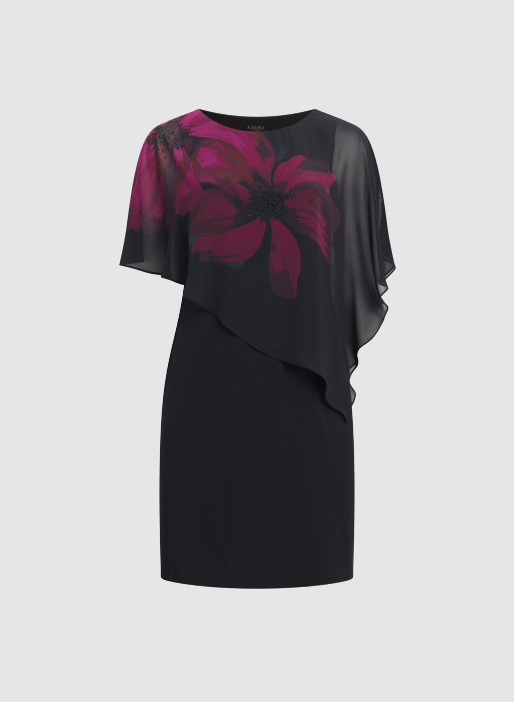Chiffon Poncho Jersey Dress