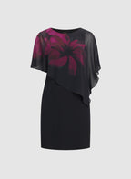Chiffon Poncho Jersey Dress
