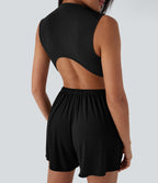 Mock-Neck Sleeveless Casual Jumpsuit with Pockets-Easy Peezy