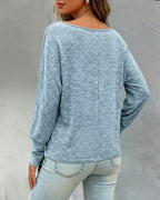 Women's Convertible Shoulder Batwing Sleeve Top Long Sleeve Loose Fit Casual Knit Tee