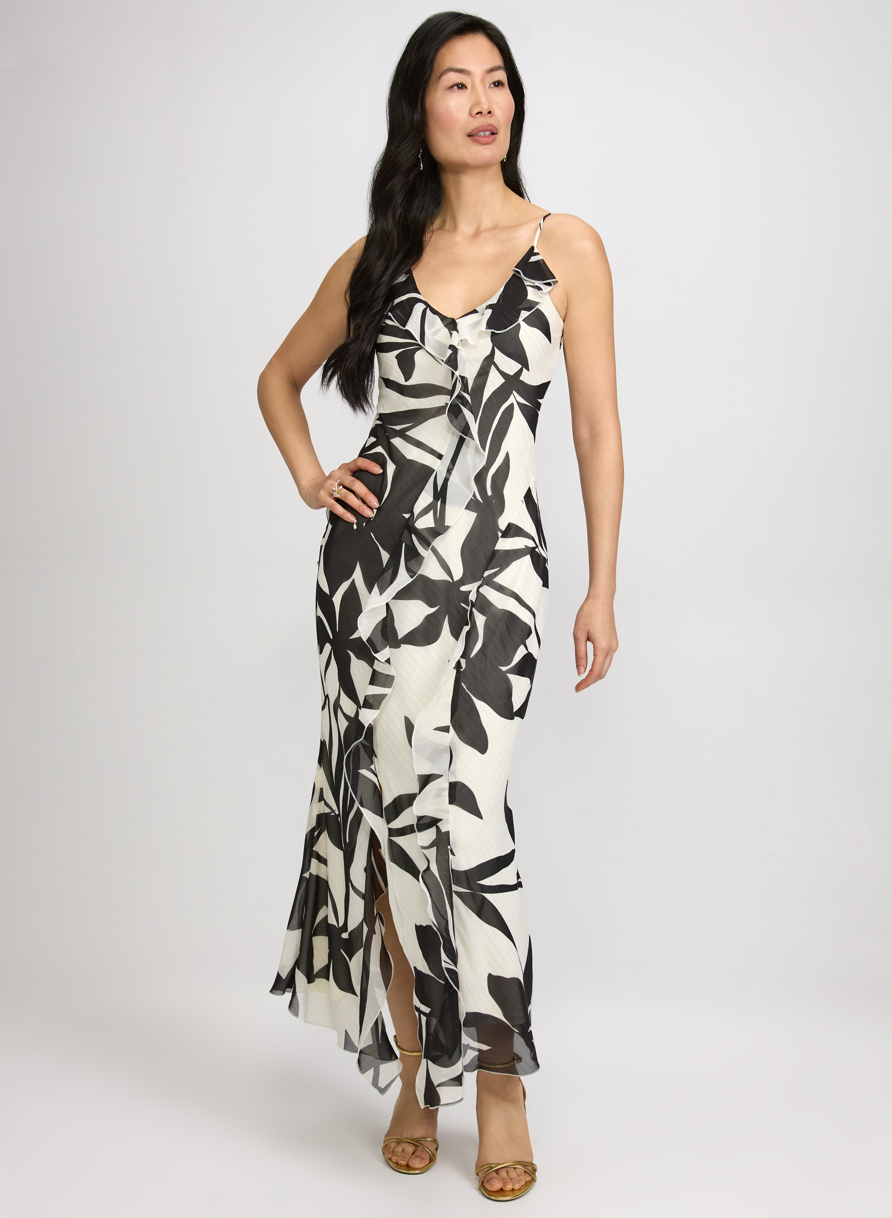 Tropical Waterfall Flounce Dress
