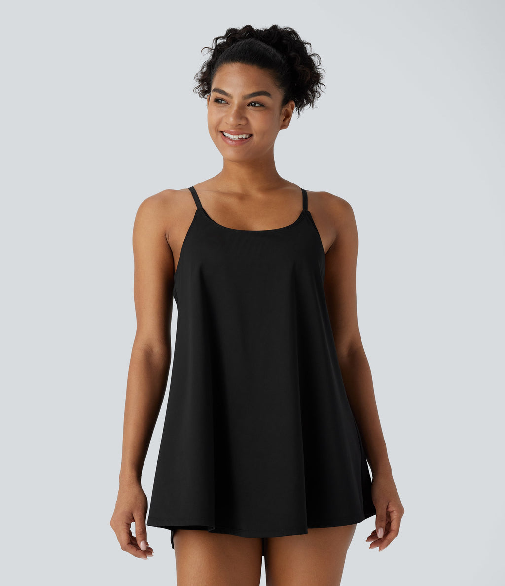 SoftlyZeroTM Airy 2-Piece Mini Cool Touch Yoga Active Slip Dress with Pockets-UPF50+