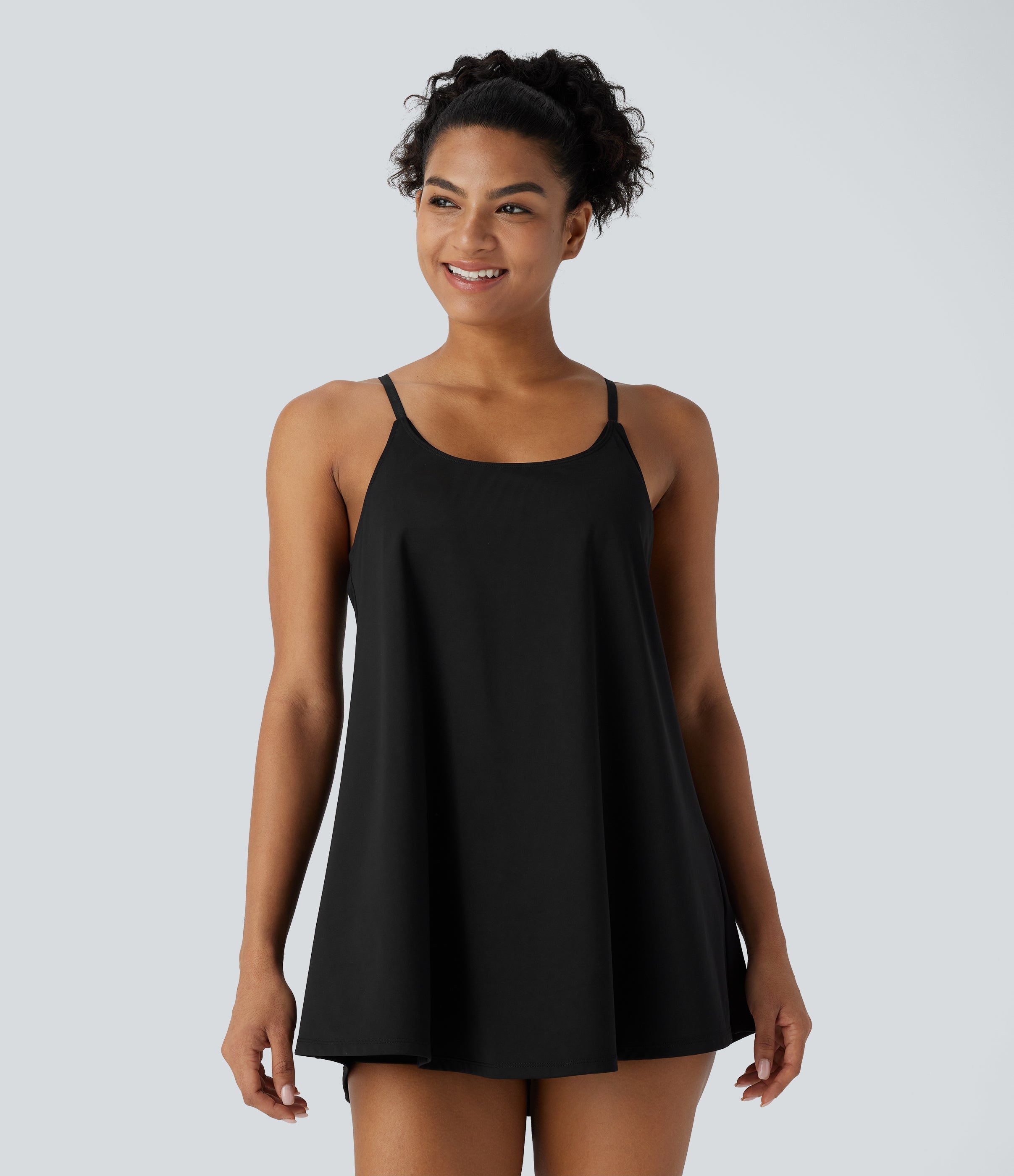 SoftlyZeroTM Airy 2-Piece Mini Cool Touch Yoga Active Slip Dress with Pockets-UPF50+