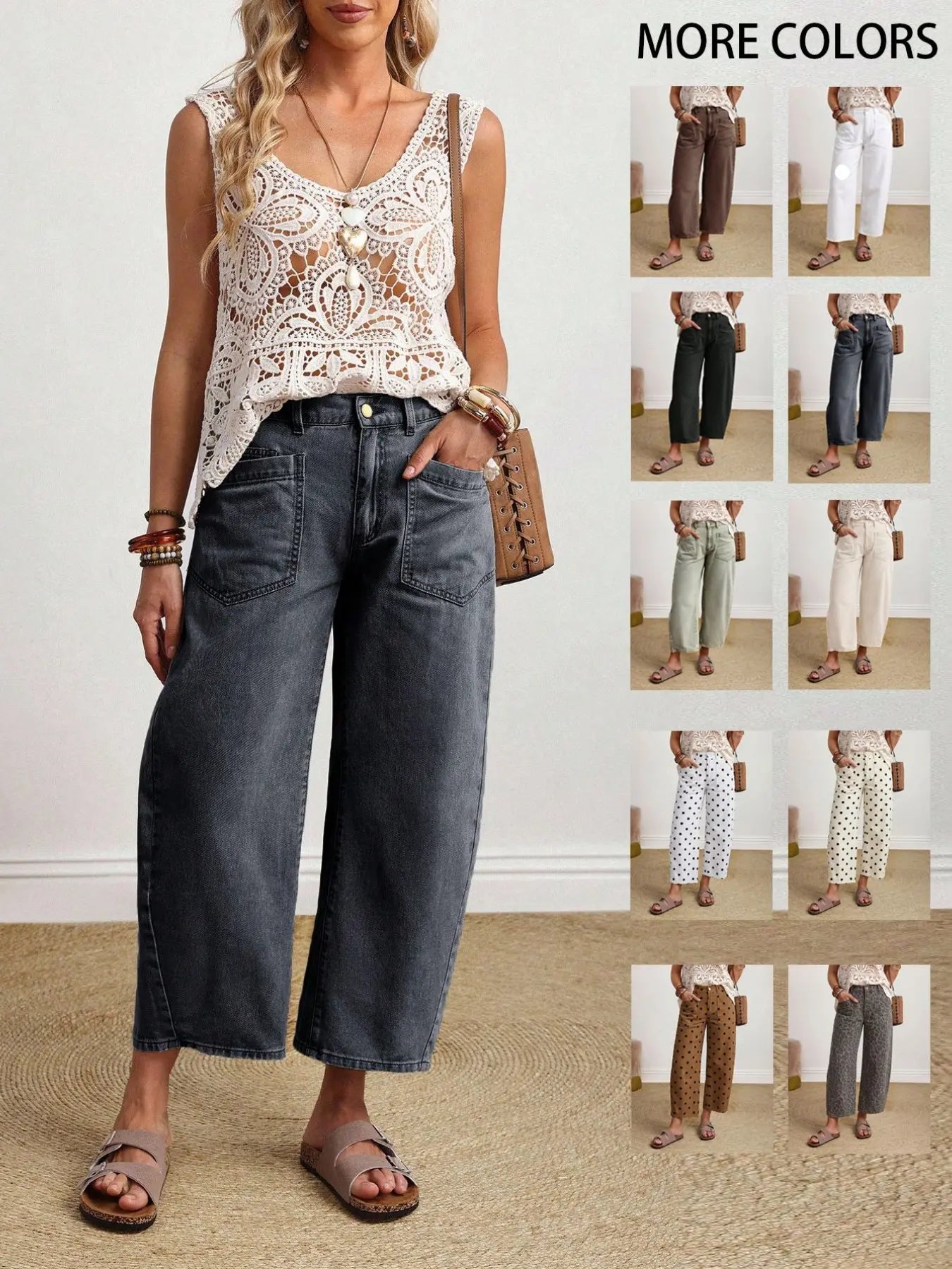 Women's Solid Color Casual Everyday Denim Jeans Wide Leg Jeans Women Baggy Jeans Loose Jeans Women Jeans Baggy Khaki Jeans,New Autumn Arrivals
