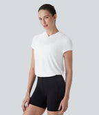 Hooded Short Sleeve Cut Out Yoga Sports Top