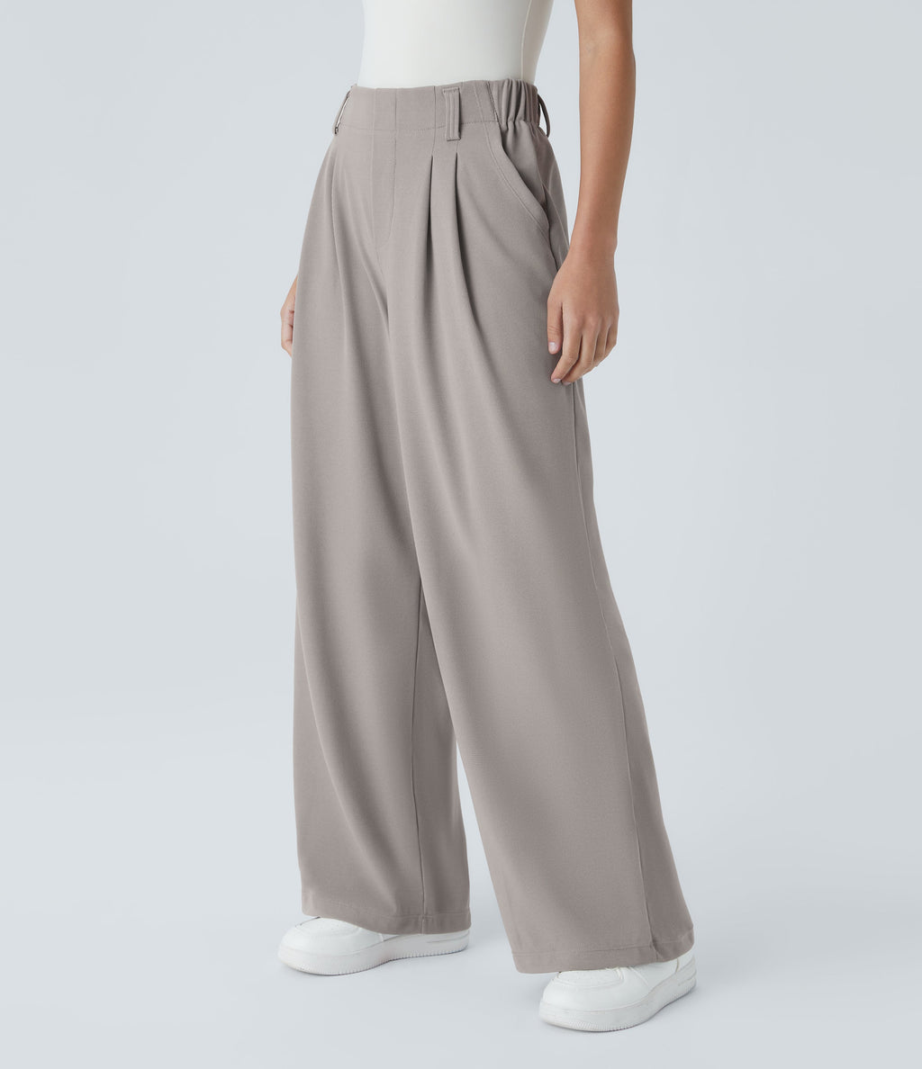 FlexTM High Waisted Side Pocket Wide Leg Waffle Work Pants