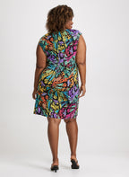 Abstract Print Wrap-Effect Dress