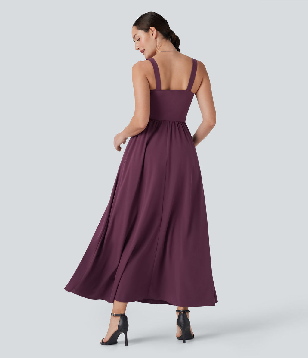 BreezefulTM Push Up Flowy Quick Dry Maxi Casual Dress with Pockets-D/DD/DDD/F Cups