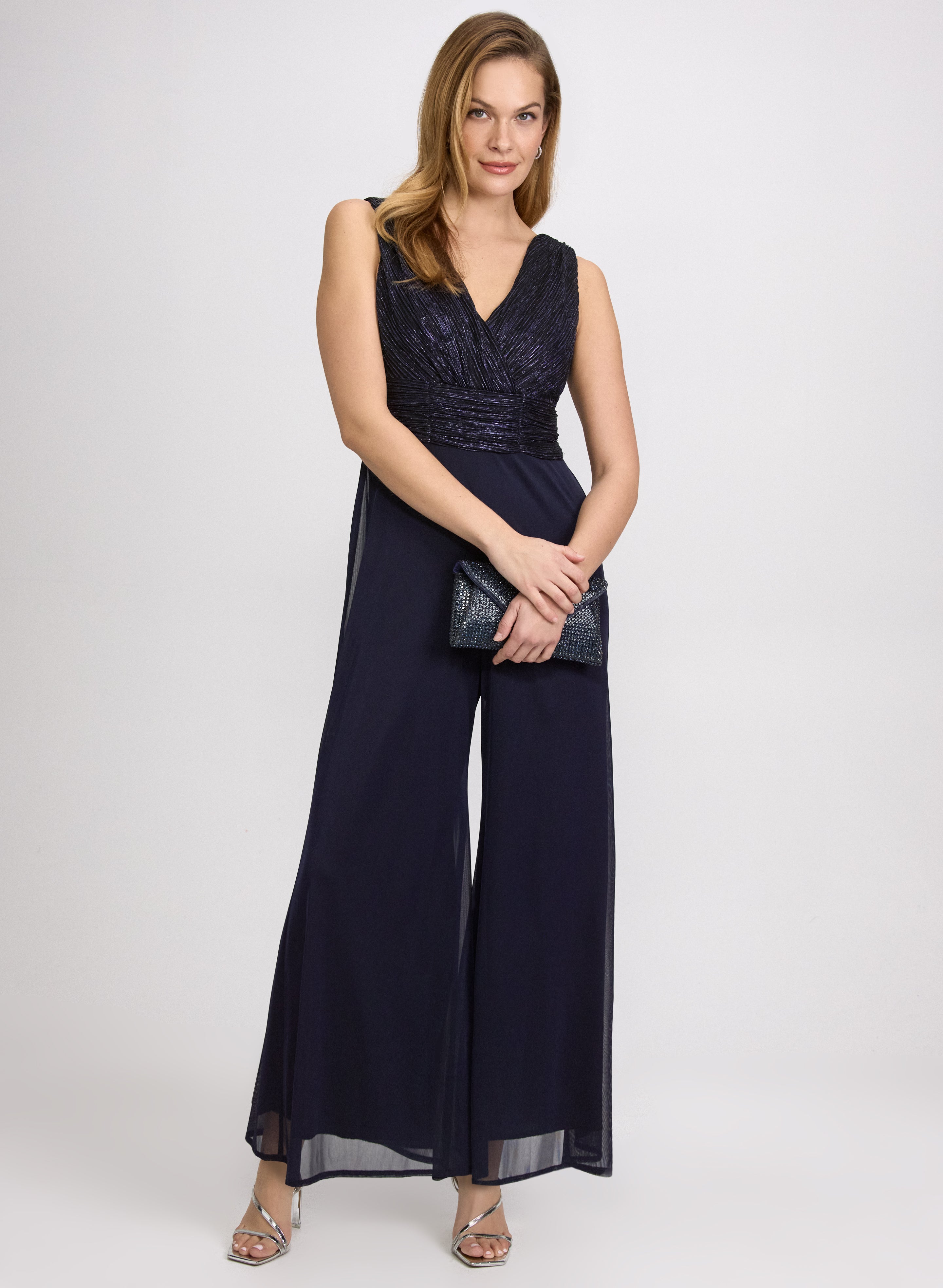 Metallic Wide-Leg Jumpsuit