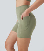 High Waisted Training Biker Shorts 5'' with Pockets