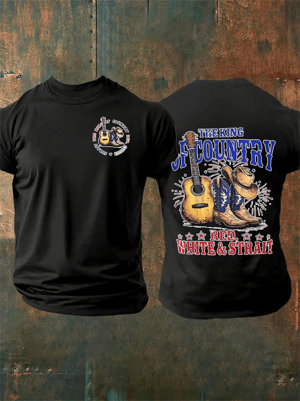 Men's RED WHITE & STRAIT  Print T-Shirt